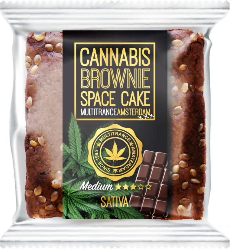 Brownie taċ-Ċikkulata tal-Kannabis (Togħma Sativa Medja) - Kartuna (24 pakkett)