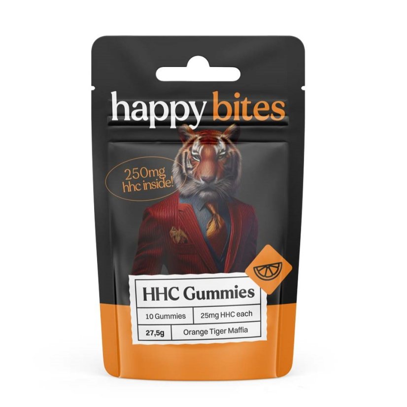 Happy Bites Gomitas HHC Orange Tiger Maffia, 10 piezas x 25 mg, 250 mg