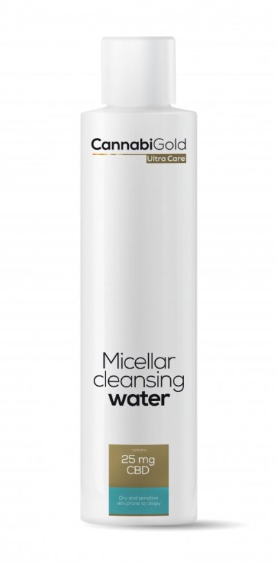 CannabiGold Micellar da khô làm sạch nước CBD 25 mg, 200 ml