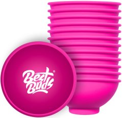 Best Buds Силиконска посуда за мешање 7 цм, розе са белим логотипом