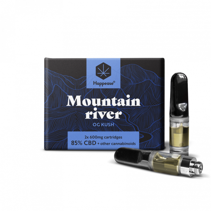 Happease Mountain River patron 1200 mg, 85% CBD, 2 st x 600 mg