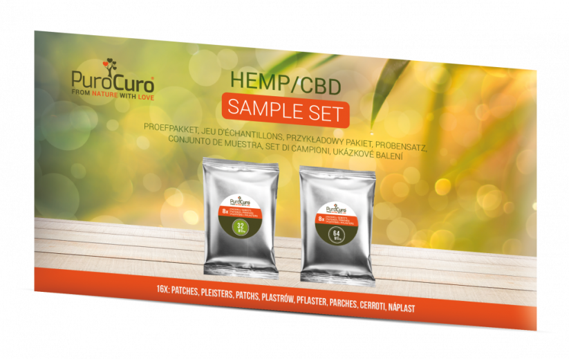 PuroCuro Hemp CBD Formula Patches, testador - 8 pcs 32 mg & 8 pcs 64 mg