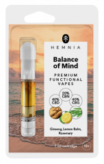 Hemnia Cartridge Balance of Mind - 40 % CBD, 40 % CBG, 20 % CBN, ginseng, βάλσαμο λεμονιού, δεντρολίβανο, 1 ml