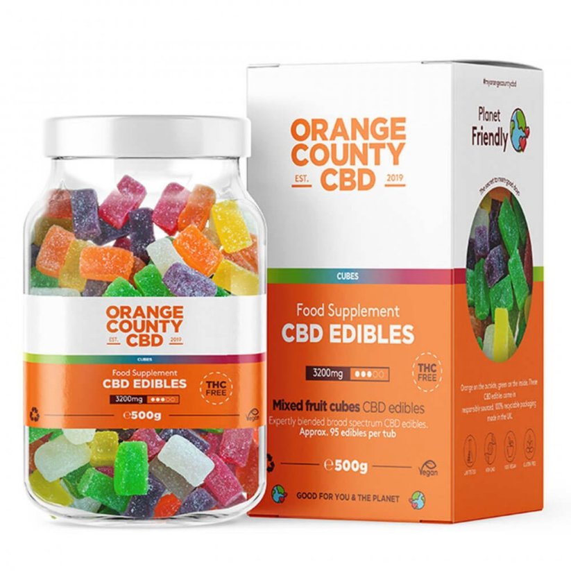Orange County CBD Sakız Küpleri, 95 adet, 3200 mg CBD, 500 g