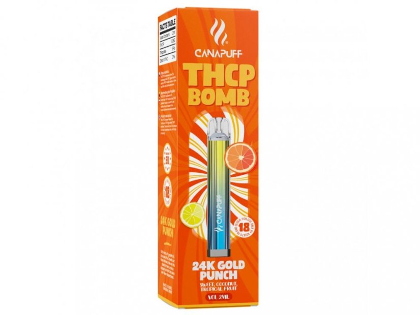 CanaPuff BOMB 24K Gold Punch, 0,8 g THCp - za enkratno uporabo, 2 ml
