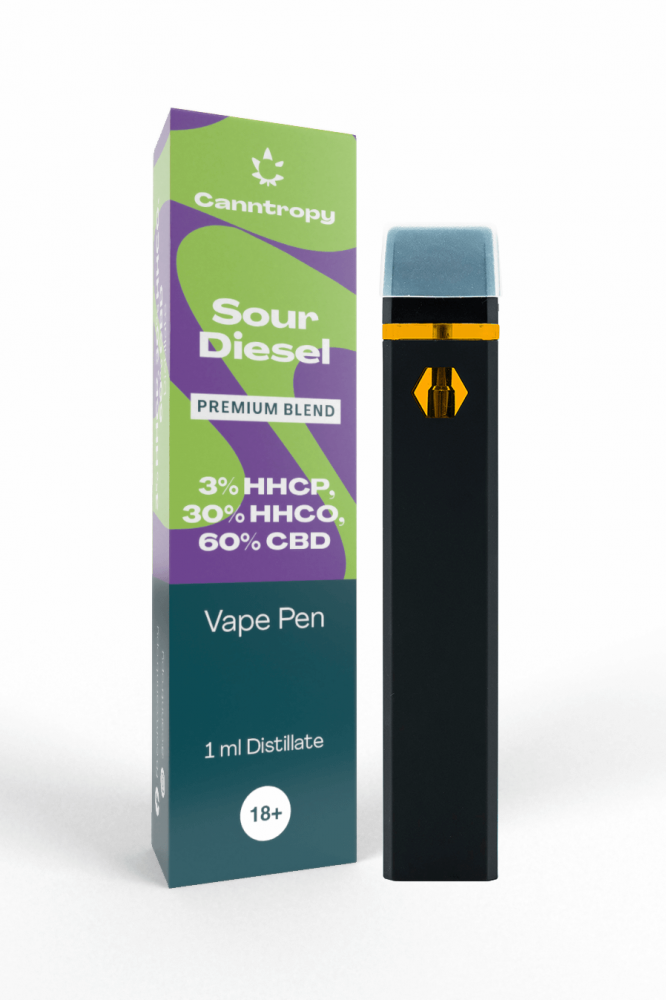 Canntropy HHC-P-O Blend Vape Pen Sour Diesel, HHC-P 3 %, HHC-O 30 %, CBD 60  %, 1 ml