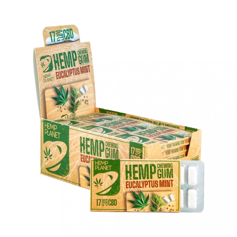Hemp Planet Hemp chewing gum with eucalyptus flavour, 17 mg CBD, 17g