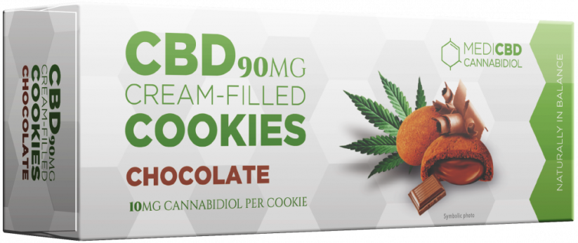 MediCBD Chokladgrädde-fyllda kakor (90 mg) - Kartong (18 förpackningar)