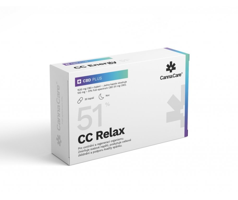 CannaCare CC Atsipalaiduok kapsulės su CBD 51 %, 1530 mg