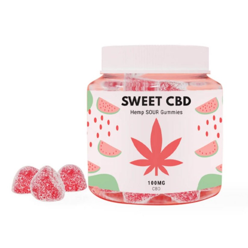 Søde CBD-gummier, vandmelon 100 mg CBD, 20 stk. x 5 mg, 60 g