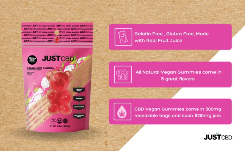 JustCBD vegan gummies Dragon fruit 300 mg CBD