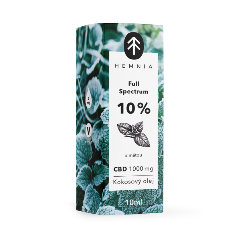 Hemnia Full-Spectrum CBD MCT Coconut Oil 10%, 1000mg, 10 ml, Mint
