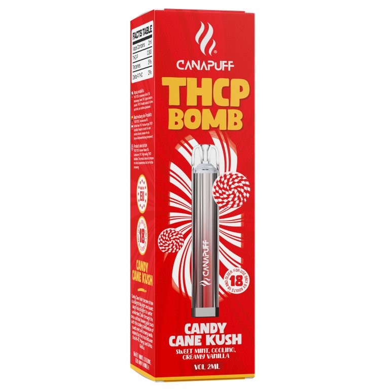 CanaPuff BOMB Candy Cane Kush, 0,8 g THCP - Jednorazové, 2 ml