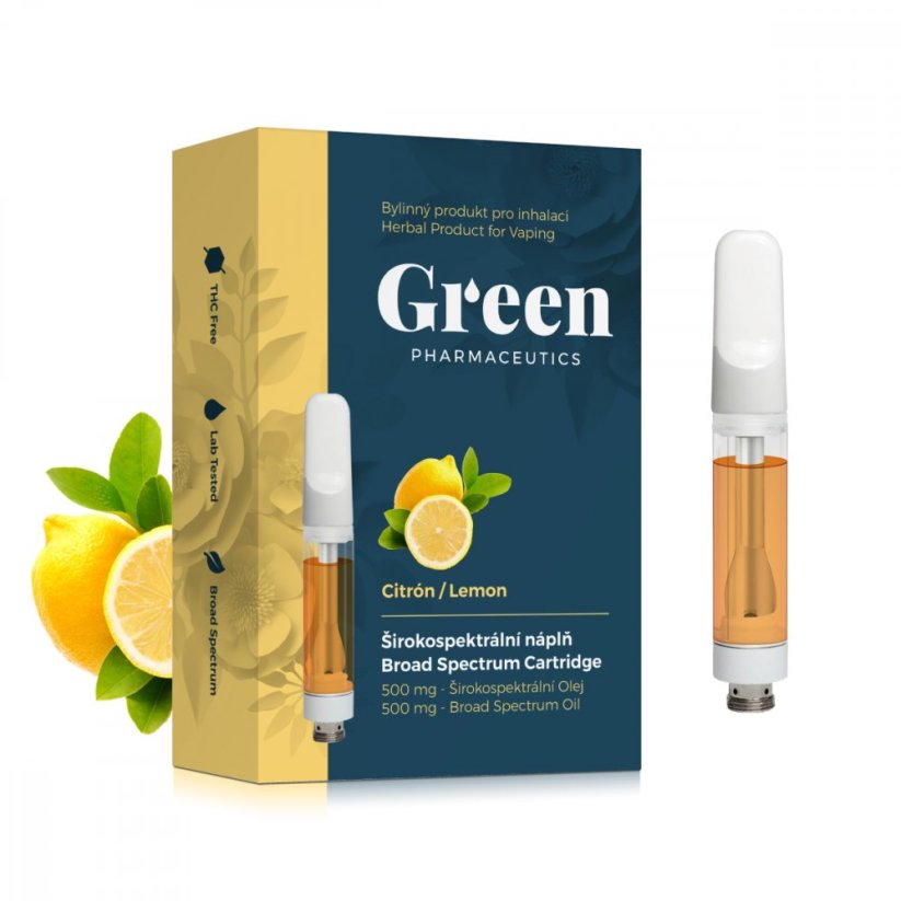 Green Pharmaceutics Reîncărcare pentru inhalator cu spectru larg - Lemon, 500 mg CBD