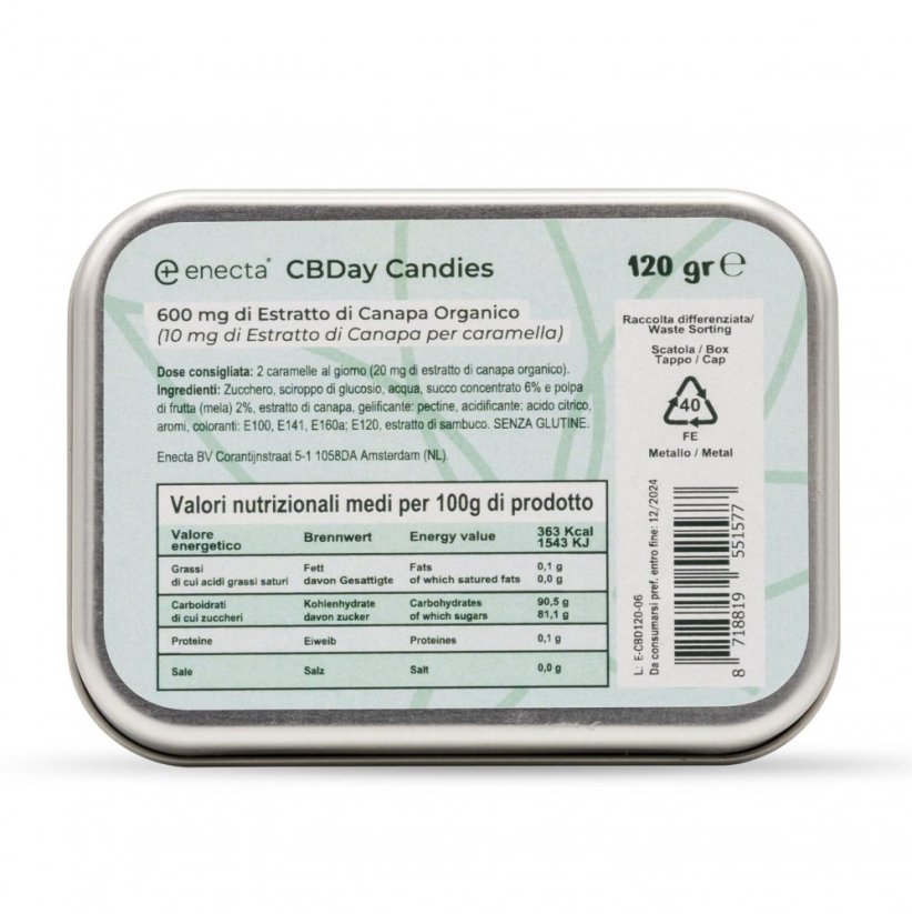Enecta CBDay Sakızları 60 adet, 600 mg CBD, 120 g