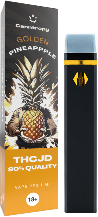 Canntropy THCJD vienreizējās lietošanas vape pildspalva Golden Pineapple, THCJD kvalitāte 90 %, 1 ml