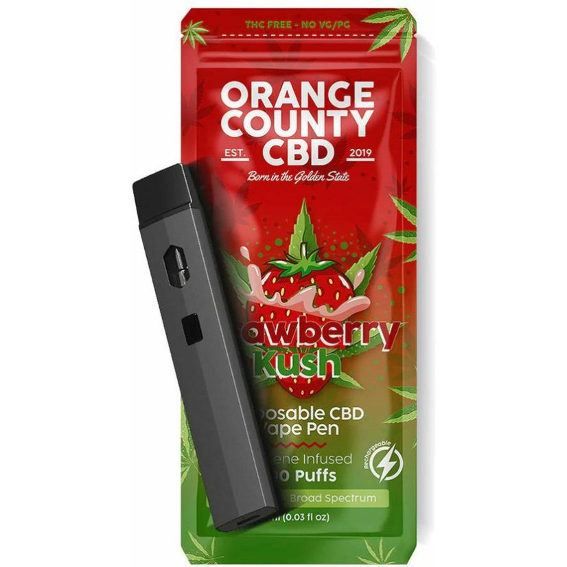 Orange County CBD Vape Pen Jordbær Kush, 600 mg CBD, 1 ml