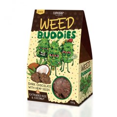 Euphoria Weed Buddies Hořká čokoláda s konopnými semínky, rýžovými kuličkami a kokosem 100 g