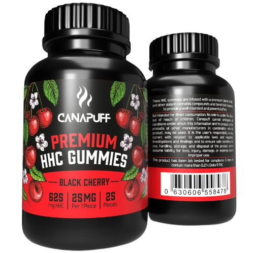 CanaPuff HHC グミ ブラックチェリー、20 個 x 25 mg、500 mg、70 g