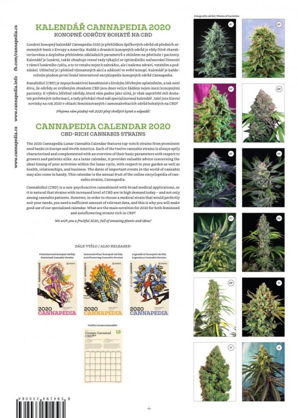 Kalendář Cannapedia 2020 – Konopné odrůdy bohaté na CBD + 1x semínko