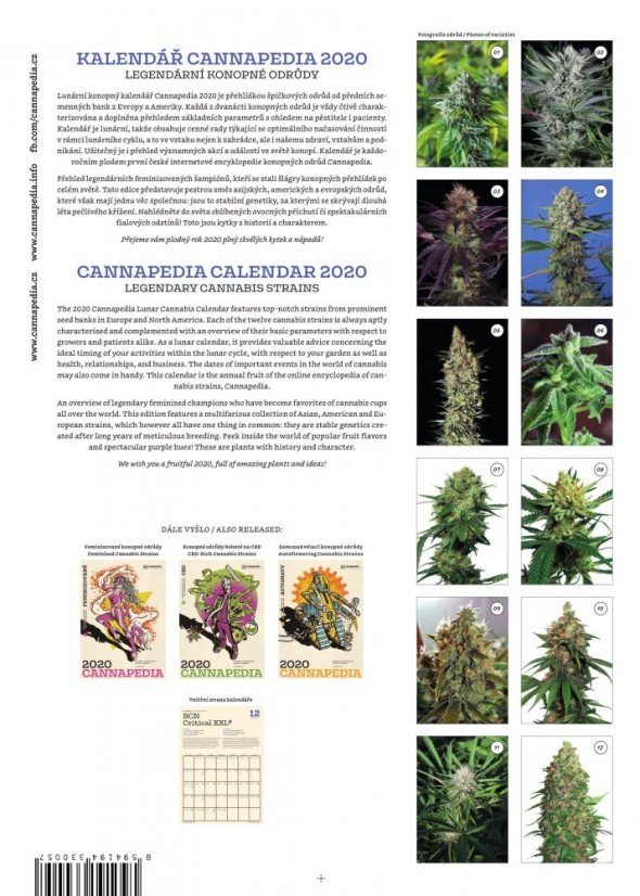 Calendrier Cannapedia 2020 - Legendární konopné odrůdy + 2x semínko (DNA Genetics a Seed Stockers)