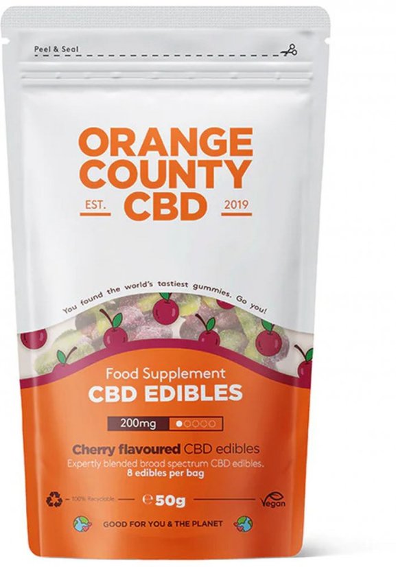 Orange County CBD Kirsebær, gripepose, 200 mg CBD, 8 stk, 50 g