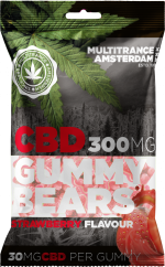 Oursons gommeux CBD aromatisés à la fraise (300 mg), 40 sachets en carton