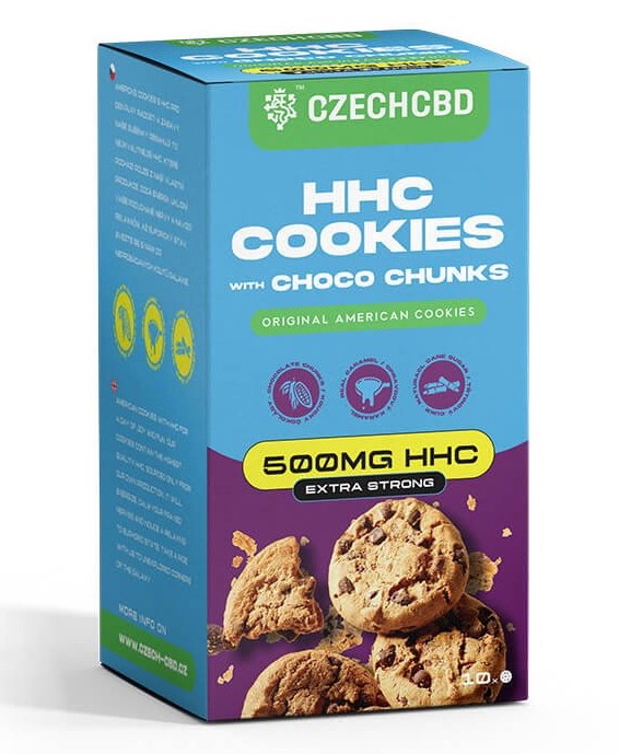 Tšehhi CBD HHC küpsised šokolaaditükkidega, 500 mg HHC, 10 tk