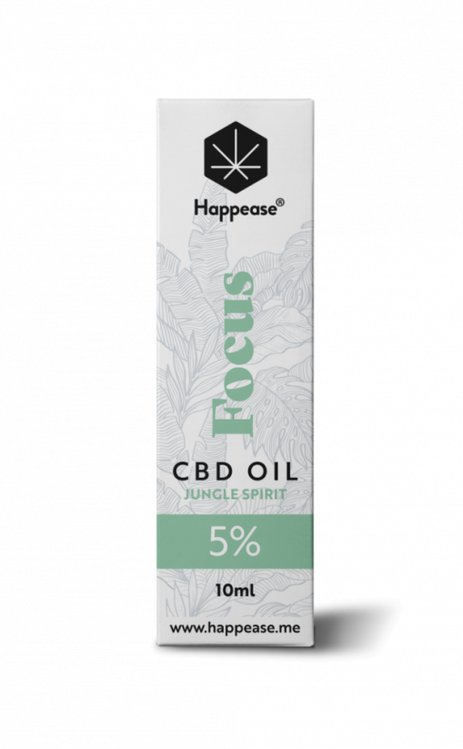 Aceite de CBD Happease Focus Jungle Spirit, 5 % CBD, 500 mg, 10 ml