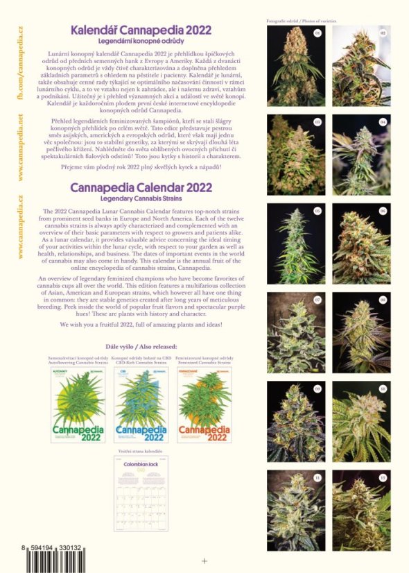 Cannapedia Kalender 2022 - Legendarisk cannabisstammar + 2x utsäde (TH Seeds a Seedstockers)