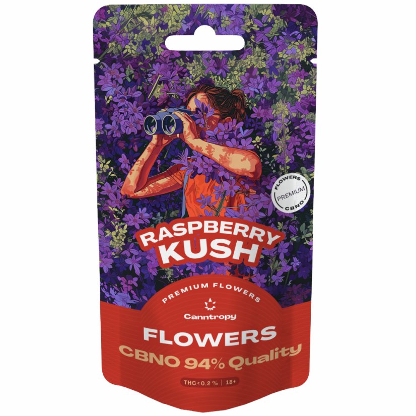 Canntropy Kwiat CBNO Raspberry Kush, jakość CBNO 94%, 1 g - 100 g