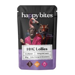 Happy Bites Kẹo HHC Cola / Cam / Dâu, 3 viên x 50 mg, 150 mg
