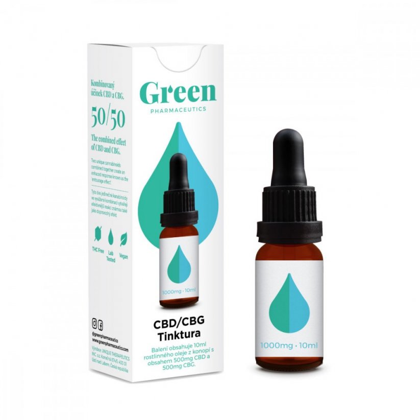 Green Pharmaceutics Tintura Oriġinali CBG / CBD - 10%, 500 mg / 500 mg, 10 ml