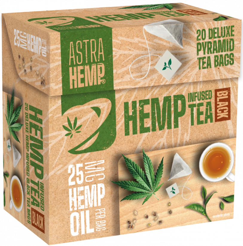 Astra Hemp Black Tea 25 mg Hemp Oil (eske med 20 Pyramid teposer)