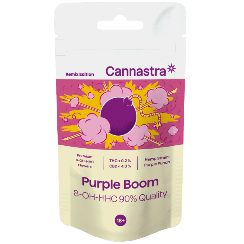 Cannastra 8-OH-HHC Flower Purple Boom 90 % Quality, 1 g - 100 g