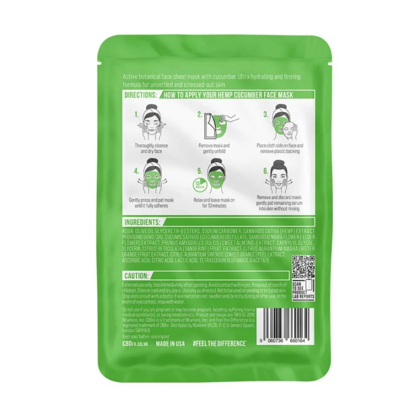 CBDfx Hemp Cucumber CBD Gesichtsmaske, 50 mg, (30 g)