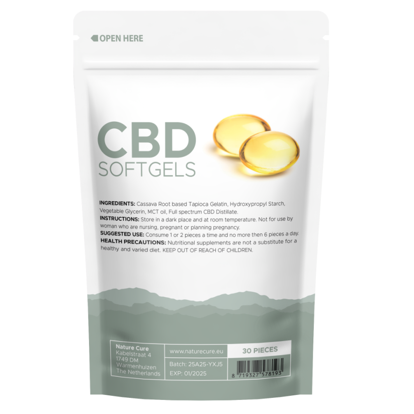 Nature Cure CBD gélové kapsule - 750 mg CBD, 30 ks x 25 mg